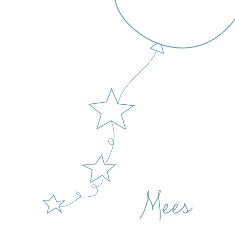 Rouwkaart voor een overleden kindje met een ballon en sterren