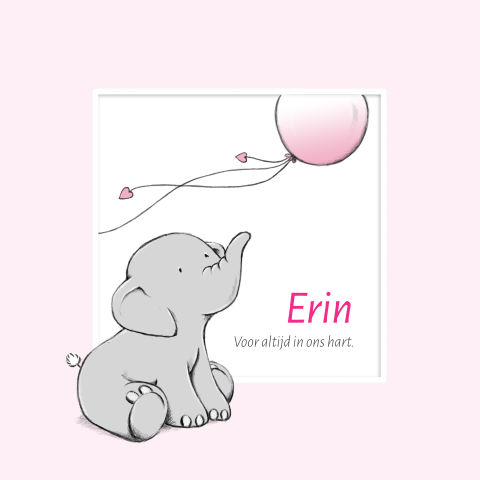 Bedankkaart meisje met olifantje en ballon met hartjes