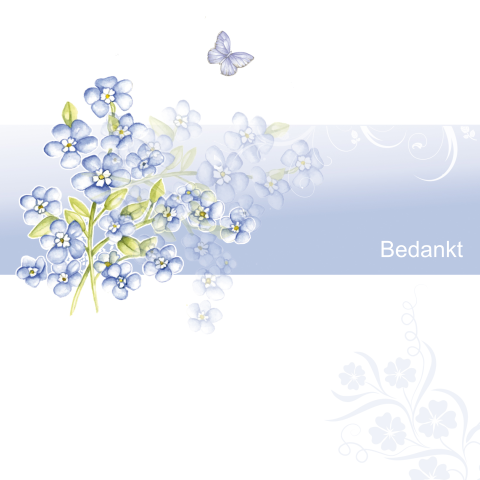 Bedankkaart met lieve blauwe bloemetjes