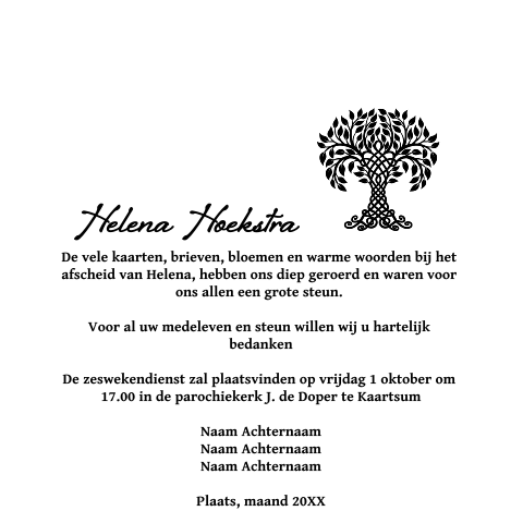 Bedankkaartjes na overlijden  dankbetuiging  MyCards