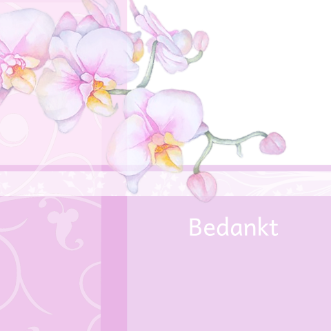 Bedankt kaart met paarse bloemen orchidee
