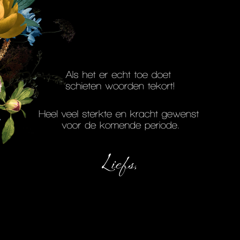 Condoleancekaart met klassiek bloem boeket en gouden rand
