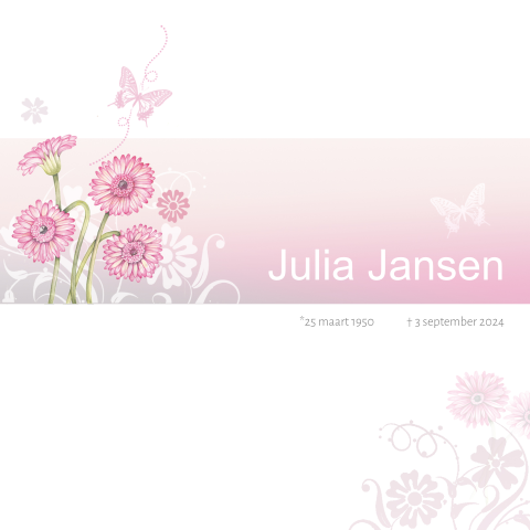 Rouwkaart roze bloemen