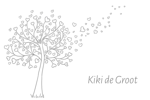 Bedank jaarkaart overleden baby of kind getekende boom met hartjes
